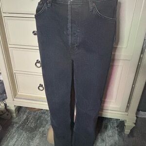 Re/Done Black Jeans With Slight Ankle Fray